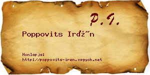 Poppovits Irén névjegykártya